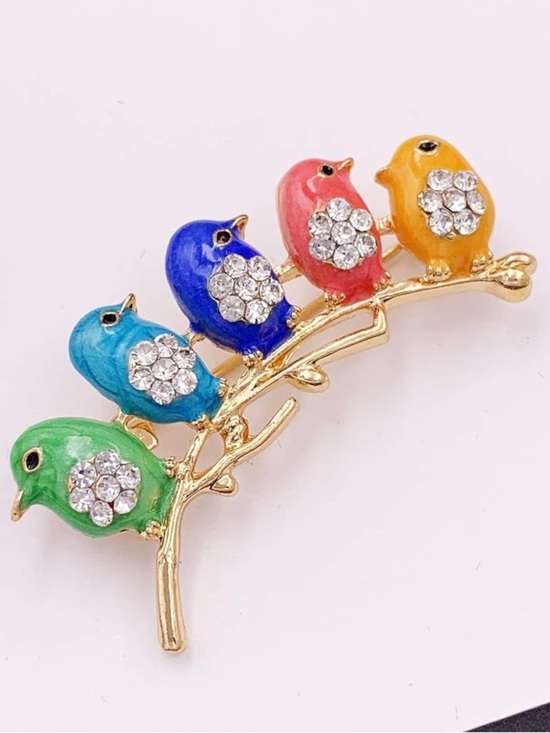 Anthropologie Jewelry - Cute Colorful Enamel Bird Brooch Pin